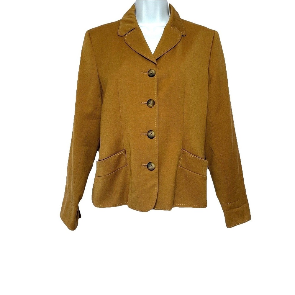 Harve Benard Wool Jacket Velvet Flip Cuff Womens 8 Camel Brown Blazer Steampunk